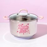 Paris Hilton Stainless Steel Stock Pot with Iconic Color Changing "That's Hot" Heat Indicator Decal, Features Soft Grip Handles and Measure Marks, 8-Quart, Pink - Image 6