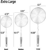 Enhanced Version Stainless Steel Spider Strainer Skimmer Ladle, Set of 3 Sizes Kitchen Strainer Spoon for Cooking and Frying, Pasta Strainer, Food Preparation-32.5cm, 36cm, 38cm - Image 3