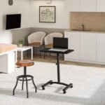 Seville Classics Airlift Mobile Height Adjustable Laptop Stand Computer Workstation for Sitting Classroom Home Office Medical Table w/Wheels, Flat Desk 24", Black - Image 5