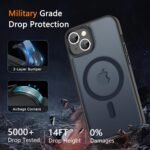 LATVIN for iPhone 14 Case & iPhone 13 Case, Magnetic Phone Cover, Compatible with MagSafe, Military Grade Protection, Translucent Matte Frosted Back, Black - Image 3