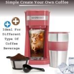 Mixpresso Red Personal Single Serve Coffee Maker with 14oz Travel Mug, Drip Small Coffee Maker with Auto Shut Off, Reusable Filter, Works with Ground Coffee Only – Not for K-Cup Pods - Image 3