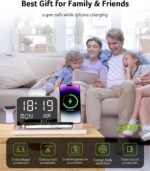 Acer 7-in-1 Wireless Charging Station with LED Clock - 30W Fast Wireless Charger for iPhone 16/15/14/13/12/Pro Max, Apple Watch, AirPods - Bluetooth Auto Time Sync & Night Lights (Pink) - Image 5