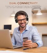 (Upgraded Version) Wireless Headset, Bluetooth Headset with Noise Cancelling Microphone, Best Headphones with Mic Mute & USB Dongle for PC/Computer/Laptop/Cell Phones/Remote Work/Call Center - Image 4