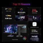 ASUS ROG Strix 27” 1440P USB-C HDR Gaming Monitor (XG27ACMG) - QHD (2560x1440), 270Hz, 1ms, Fast IPS, Extreme Low Motion Blur Sync, G-SYNC Compatible, DisplayWidget, Tripod Socket, 3 yr Warranty - Image 3