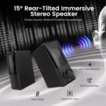 Computer Speakers with Bluetooth 5.4, 14W Bass Reflex Stereo PC Speakers with 15° Tilted Design, USB Powered & AUX Inputs, Built-in Mic & Headphone Jack for Desktop, Laptop, and Phones - Image 3