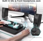 Computer Speakers with Bluetooth 5.4, 14W Bass Reflex Stereo PC Speakers with 15° Tilted Design, USB Powered & AUX Inputs, Built-in Mic & Headphone Jack for Desktop, Laptop, and Phones - Image 4