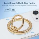 Magnetic Phone Ring for MagSafe Grip [Super Magnet] Gold Twinkle Design Ring Holder Stand, magsafe pop Socket, Mag Safe Accessory for iPhone 16/15/14/13 Pro Max Plus, Gold - Image 3