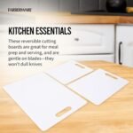 Farberware Plastic Cutting Board Set, Dishwasher- Safe Poly Chopping Board for Kitchen with Easy Grip Handles, Set of 3, White - Image 3