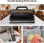 85Kpa Vacuum Sealer Machine - Kitchen Gifts, 10-in-1 Full Automatic Food Saver with Easy-Lock Handle, Built-in Cutter & Roll Storage for Dry/Moist Foods, Includes Bags & External Hose - Image 4