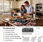 85Kpa Vacuum Sealer Machine - Kitchen Gifts, 10-in-1 Full Automatic Food Saver with Easy-Lock Handle, Built-in Cutter & Roll Storage for Dry/Moist Foods, Includes Bags & External Hose - Image 6
