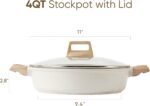 CAROTE Nonstick Stock Pot with Lid Soup Pot, 4 Quart with Lid, Casserole Super Easy to Clean Non Stick Cooking Pot Cookware PFOA Free, White Granite - Image 3