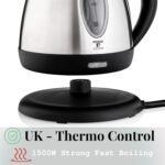 Moss & Stone 1.2L Stainless Steel Small Electric Kettle, Cordless 1500w Fast Boiling Pot, Portable Hot Water Electric Tea Kettle With Boil Dry Protection & Auto Shut-Off - Image 3