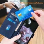 for iPhone 13/14 Wallet Case, Card Holder Slots, Wrist Strap, TPU Interior Protective, Stand PU Leather Folio Flip Cases Cover, 13/14 Phone 6.1 inch (Blue) - Image 3