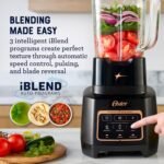 Oster Extreme Mix Blender, 64oz Glass Jar, 3 iBlend Preset Functions, 1600-Watts, 10-Point Blade Stack with Titanium Coating & 24oz Blend-N-Go Cup - Image 5