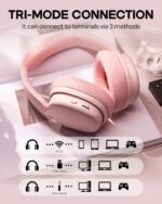 EPOMAKER X Aula G7 Pro Wireless Gaming Headset, Dual Mode BT5.3 & 2.4GHz, 7.1 Surround Sound, 80+ Hour Battery, RGB Light, with Noise Canceling Mic for PS5, PS4, Switch, PC (Pink) - Image 5