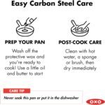 OXO Obsidian Pre-Seasoned Carbon Steel, 8" Frying Pan Skillet with Removable Silicone Handle Holder, Induction, Oven Safe, 1.8 Liters, Black - Image 6