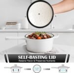 E-far Sauce Pan Set with Lid, 1Qt & 2Qt Enameled Cast Iron Pot Sets for Kitchen Cooking, Small Heavy Duty Dutch Oven Saucepans & Self-basting Lids, Induction-Ready & Easy Clean, White - Image 4
