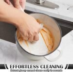 E-far Sauce Pan Set with Lid, 1Qt & 2Qt Enameled Cast Iron Pot Sets for Kitchen Cooking, Small Heavy Duty Dutch Oven Saucepans & Self-basting Lids, Induction-Ready & Easy Clean, White - Image 5