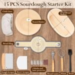 P&P CHEF Sourdough Bread Baking Supplies, 9” Round & 10” Oval Sourdough Proofing Baskets Starter Kit, Bread Making Tool Set with Cloth Liner Bread Lame Scraper Brush Dough Whisk - Image 3