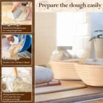 P&P CHEF Sourdough Bread Baking Supplies, 9” Round & 10” Oval Sourdough Proofing Baskets Starter Kit, Bread Making Tool Set with Cloth Liner Bread Lame Scraper Brush Dough Whisk - Image 4