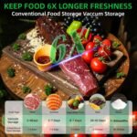 3-IN-1 Compact Vacuum Sealer for Food with Reusable Bags & Mason Jar Kit, Ultra-long 100-minutes Vacuuming Time, 6X Freshness Keep for Home Kitchen RV Travel Seal Meal - Image 4
