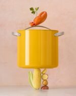 Caraway Stock Pot - 12 Qt Ceramic Coated With Lid - Free From Forever Chemicals - Large for Bigger Batches - Navy - Image 5