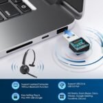 Bluetooth Headset, Wireless Headphone with AI Noise-Canceling Microphone On Ear Wireless Headset with USB Dongle for Computer Office - Image 3