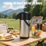 Upgraded Airpot Coffee Carafe with Double Pump - 84oz/2.5L Coffee Carafe for Keeping Hot, Beverage Dispenser for Hot/Cold Beverage (1, Stainless Steel Color) - Image 4