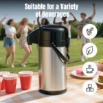 Upgraded Airpot Coffee Carafe with Double Pump - 84oz/2.5L Coffee Carafe for Keeping Hot, Beverage Dispenser for Hot/Cold Beverage (1, Stainless Steel Color) - Image 6