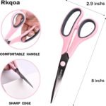 Scissors, Rkqoa 8" Scissors All Purpose 6 Pack - Comfort-Grip Sharp Scissor for Office School Adult Art Sewing Fabric Craft Supplies, Teacher/Classroom Everyday Use, Right/Left Handle - Image 3