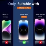 Ferilinso 3 Pack for Apple iPhone 14 Pro Privacy Screen Protector Tempered Glass Accessories 9H Anti Spy Privacy Screen for iPhone 14 Pro 3 Pack Camera Lens Protector Case Friendly - Image 3