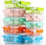 C CREST [10-Pack Glass Food Storage Containers (A Set of Five Colors), Meal Prep Containers with Lids for Kitchen, Home Use - Airtight Glass Lunch Boxes - Image 4