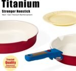 CAROTE 17Pcs Titanium Cookware Set, Pots and Pans Set Non Stick, Kitchen Cooking Set with Detachable Handle, Non Toxic Induction Cookware, Dishwasher/Oven Safe，Memphis Design - Image 4