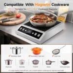 AMZCHEF Induction-Cooktop-Commercial: 1800W Induction Burner with Large 8" Heating Coil, Portable Hot Plate with 8 Temperature & Power Levels, LCD Screen & 10 Hour Timer - Image 6