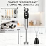 MegaWise Blender Handheld 12-Speed Stainless Steel Electric Hand Blender, 3 in 1 Immersion Handheld Blender，with Sturdy Titanium Plated Stainless Steel Blades(black) - Image 4