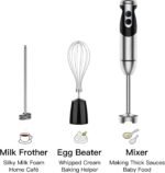 MegaWise Blender Handheld 12-Speed Stainless Steel Electric Hand Blender, 3 in 1 Immersion Handheld Blender，with Sturdy Titanium Plated Stainless Steel Blades(black) - Image 6
