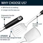 14-in Spatula Set, 18/0 Stianless Steel Heavy Duty Turner & Slotted Spatula, Kitchen Cooking Utensils Set, High Heat Resistant, Grilling Frying Serving Food, Pack of 2 - Image 4