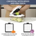 Ourokhome Food Chopper with Container, Manual Mandolin Vegetable Slicer Onion Dicer with 8 Blades, Hand Veggie Shredder for Potato, Tomato, Essential Kitchen Gadgets (8 in 1, White) - Image 3