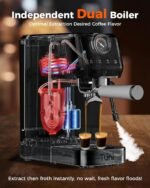 Tuni E2 58mm Espresso Machine - Dual Boiler (Immediate Milk Frothing) | PID NTC Temp Control | 20 Bar ULKA Pump | Stainless Steel Semi-Automatic Coffee Maker | Gift for Coffee Lovers - Image 3