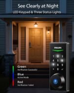 Philips Fingerprint Keyless Entry Door Lock, Electronic Door Lock with Touchscreen, Long-Lasting Battery, Auto Locking, One-Time Code, Keypad Deadbolt, One-Touch Locking, Matte Black - Image 4