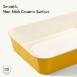 CAROTE 7-Piece Nonstick Ceramic Baking Pans Set - Bakeware Sets Including Cookie Sheets for Baking, Muffin Pan, Bread Pan, Cake pan, Loaf Pan, Roasting Pan, and Cooling Rack, Yellow & White - Image 5