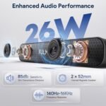 FULMINARE Bluetooth Speaker with 26W HD Sound, Portable Speaker Up to 30H Playtime, AUX&TF-Card&USB Input, LED Lights, Speakers Bluetooth 5.3 Wireless for Home/Party/Outdoor, (Black) - Image 3