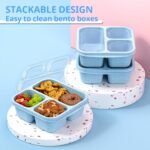 Snack Boxes (3 Pack) - Stackable Bento Boxes with 3 Compartments, Meal Prep Containers Reusable, Lightweight Lunch Containers for Kids and Adults, BPA Free (Blue) - Image 4