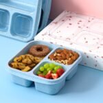 Snack Boxes (3 Pack) - Stackable Bento Boxes with 3 Compartments, Meal Prep Containers Reusable, Lightweight Lunch Containers for Kids and Adults, BPA Free (Blue) - Image 5