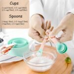 Rose Gold Stainless Steel Handle Measuring Cups and Spoons Set, 8 Piece Stackable Accurate Tablespoon for Measuring Dry and Liquid Ingredients Small Teaspoon with Plastic Head (Pink) - Image 3