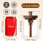 ANSQU Set of 2 Glass Food Storage Jars with Bamboo Wood Lid and Spoon, 20.3oz Glass Kitchen Canisters for Coffee, Tea, Cereal, Spice and Canning, Mason Jars, Cute Jar - Image 3