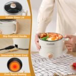 Stariver 1.5L Electric Hot Pot with Dual Power - Mini Portable Non-Stick Noodle Cooker for Ramen, Soup, Pasta, Egg, Oatmeal - Overheat & Boil-Dry Protection - Ideal for Dorm, Office, Travel Gift - Image 5