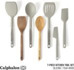 Calphalon Prime 7 Piece Sillicone and Teak Wood Kitchen Tool & Gadget Set - Taupe - Image 3