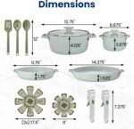 GoodCook Ceramic Cookware Set 14-Piece with Removable Handles, Nonstick Pots & Pans, Induction & Oven Safe, Sage Green - Image 5