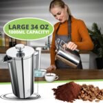 Oliver's Kitchen ® Premium French Press Cafetiere Coffee Maker - Thermal Insulated Double Wall - Stainless Steel 1 Liter - Image 3